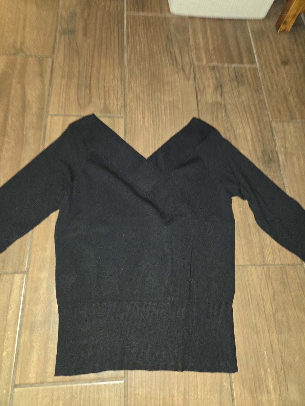 White House Black Market Black V-Neck Slim Knit Sweater